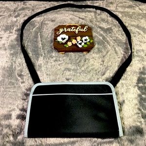 Crossbody Purse Black with Blue Trim